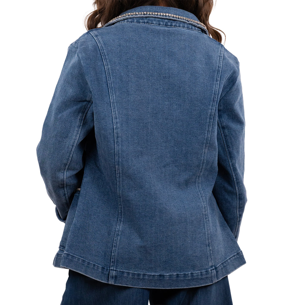 Elisabetta Minelli Giacca in Jeans con Applicazione di Strass