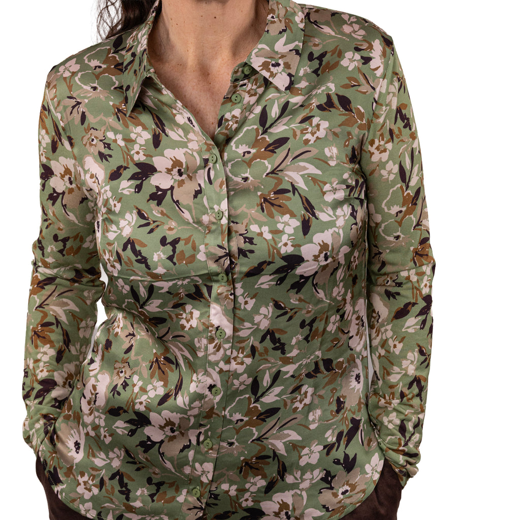 Camicia in fantasia con maniche in maglina