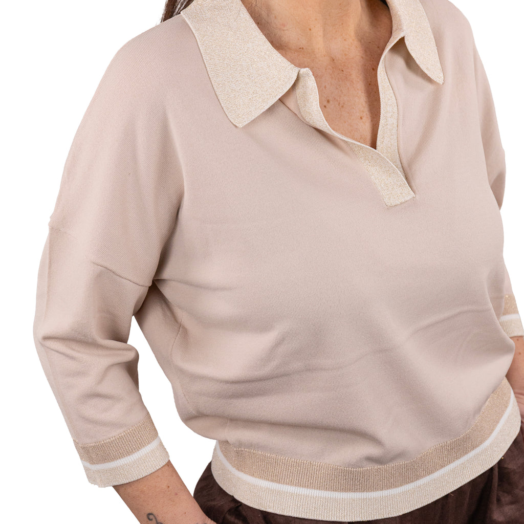 Anis Polo M3/4 Motivo Righe Lurex