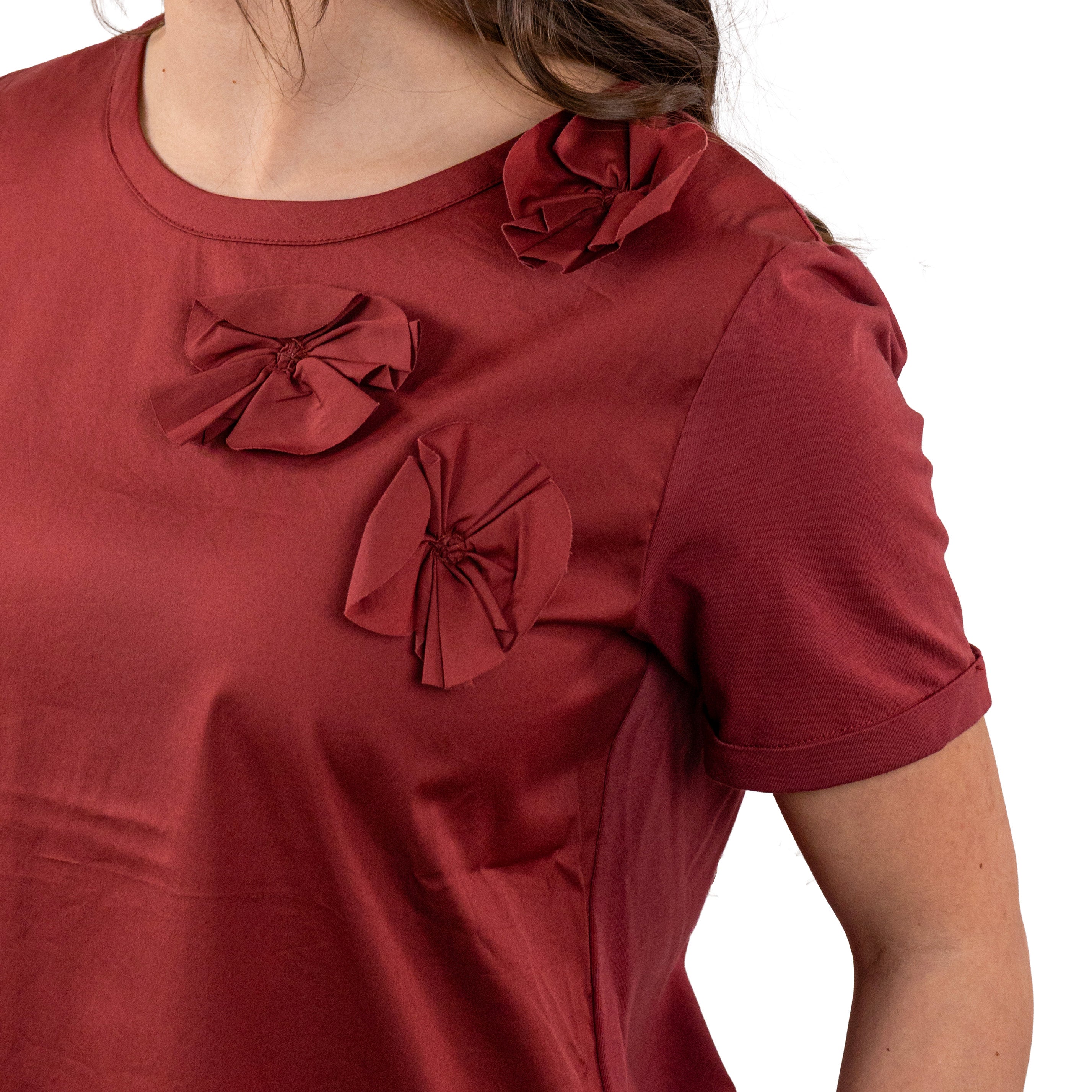 Anis Maglia a Scatola con Scollo a Barchetta inserti fiore