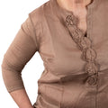 Anis Camicia con Collo a Coreana inserti fiori di lino