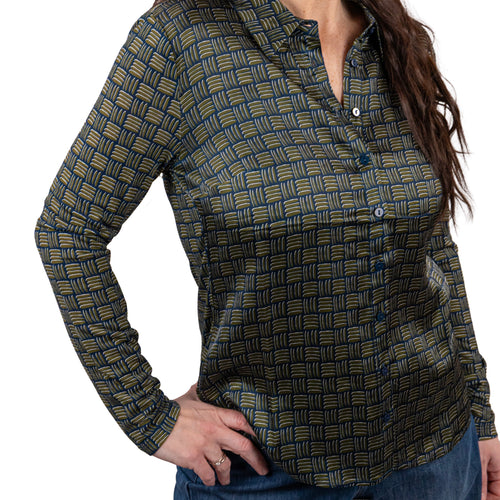 Camicia in fantasia con maniche in maglina