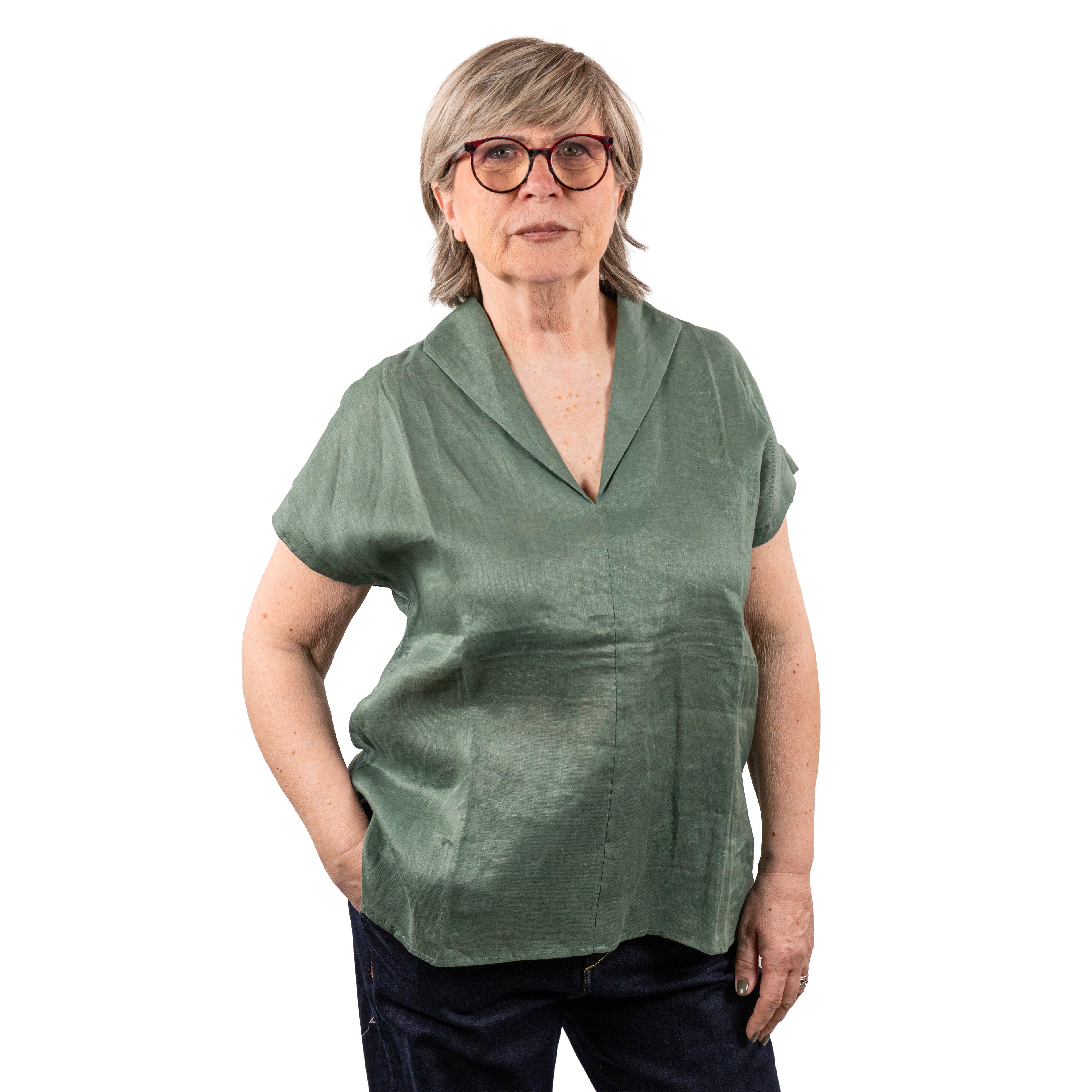 Anis Maglia con Colletto e Scollo a V Smanicata