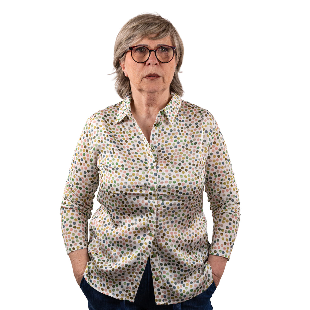 Camicia in fantasia con maniche in maglina