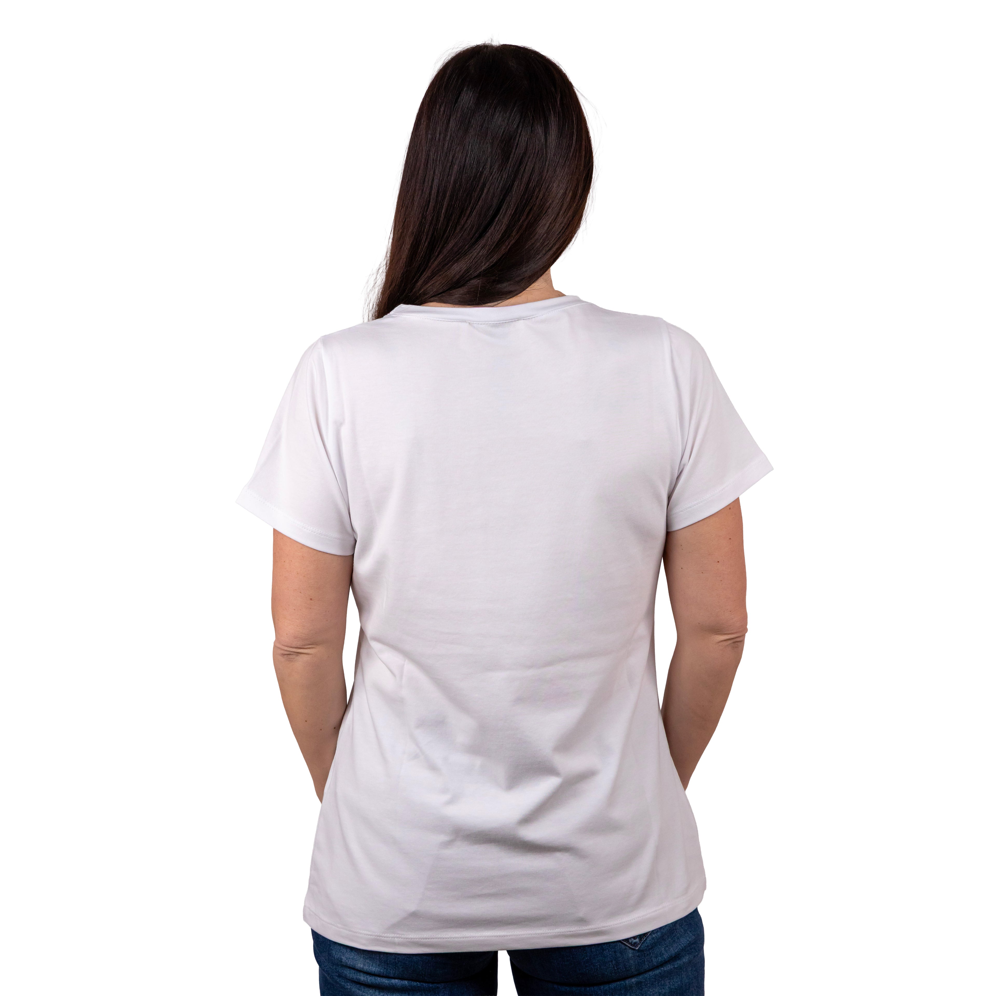 Elisabetta Minelli Maglia a Mezza Manica Bianca con Cuore in Jeans