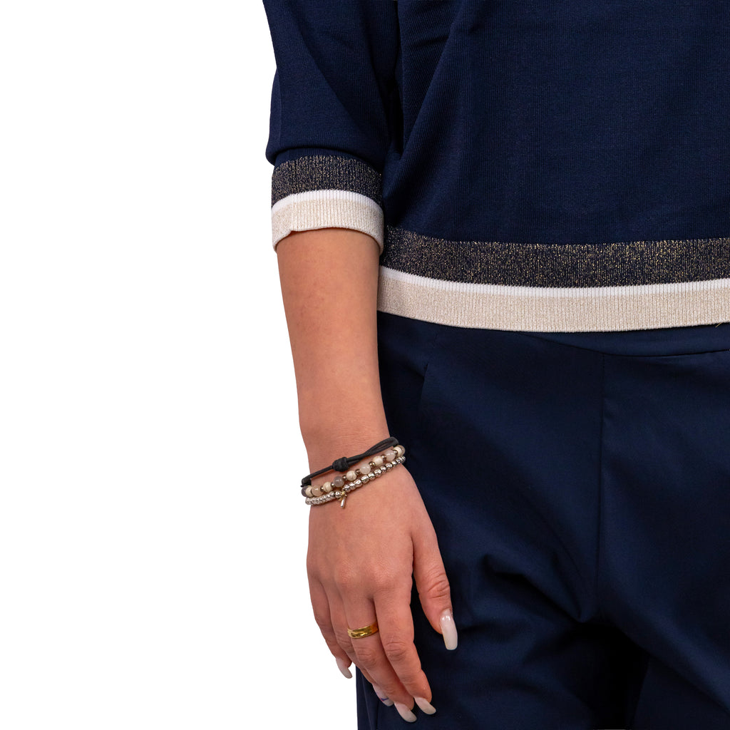 Anis Polo M3/4 Motivo Righe Lurex
