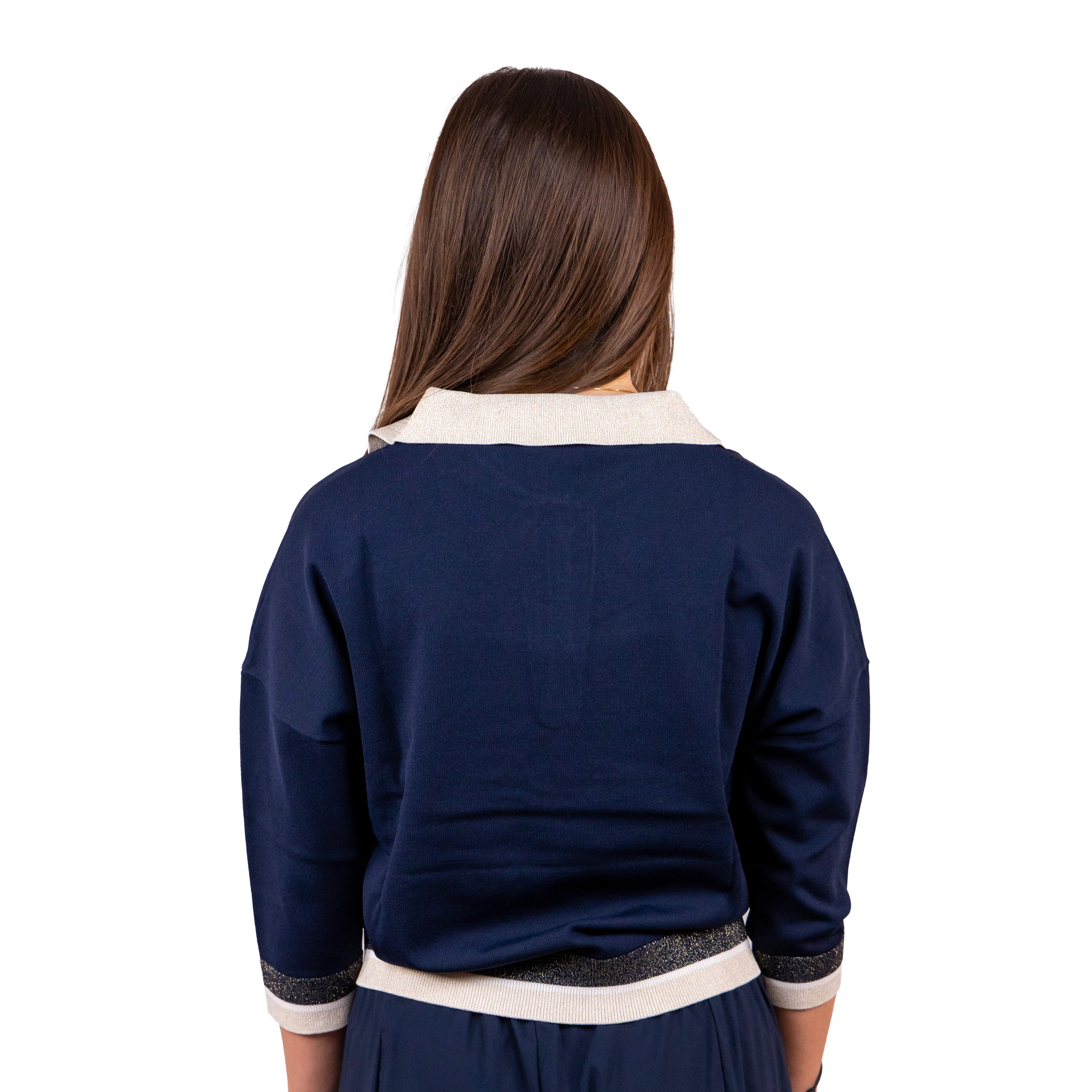 Anis Polo M3/4 Motivo Righe Lurex