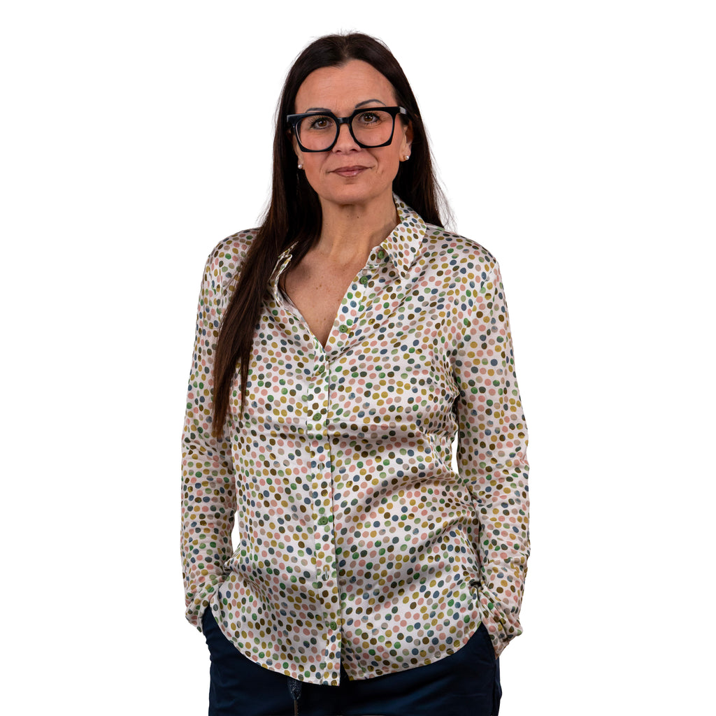 Camicia in fantasia con maniche in maglina