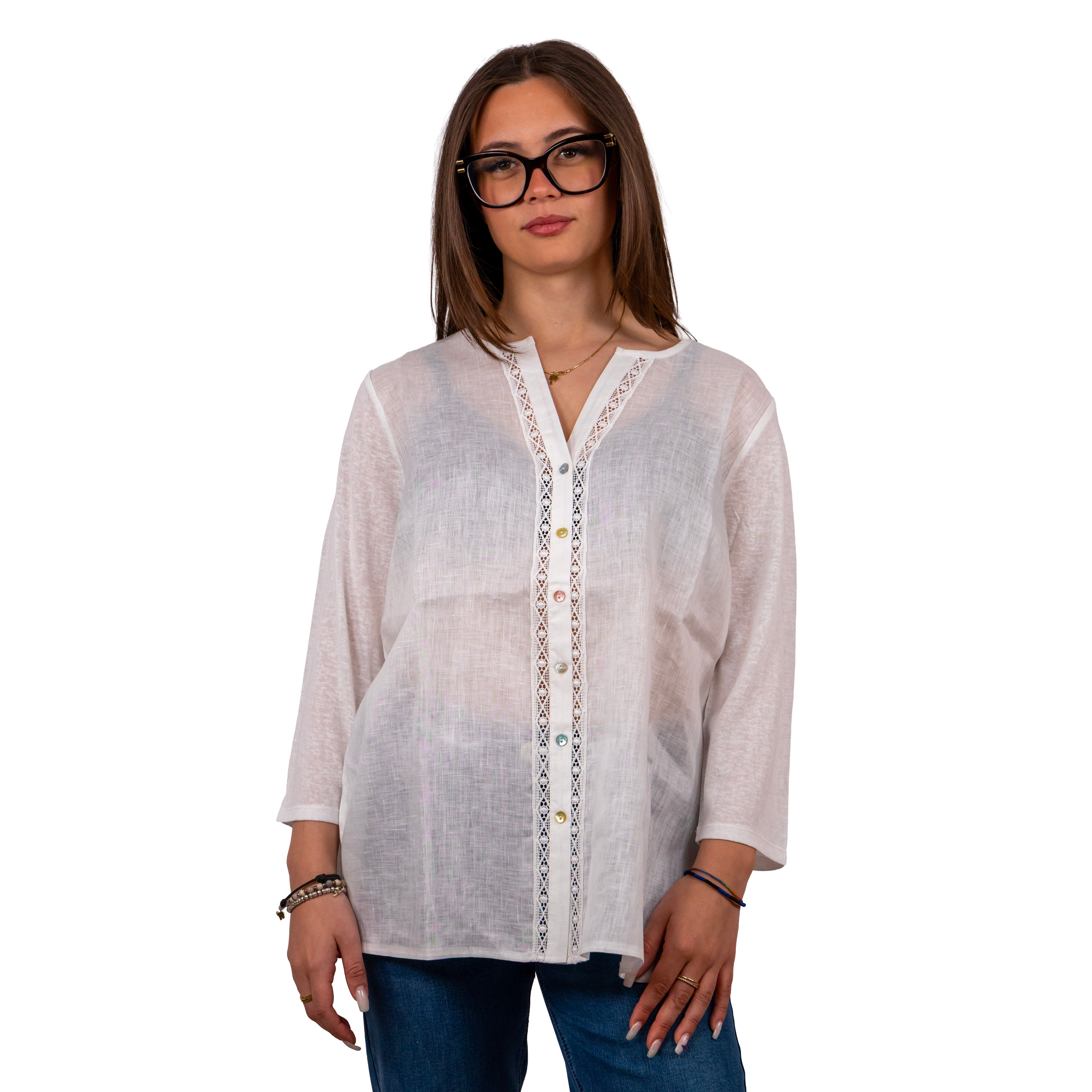Anis Camicia M3/4 con Passamaneria Lino