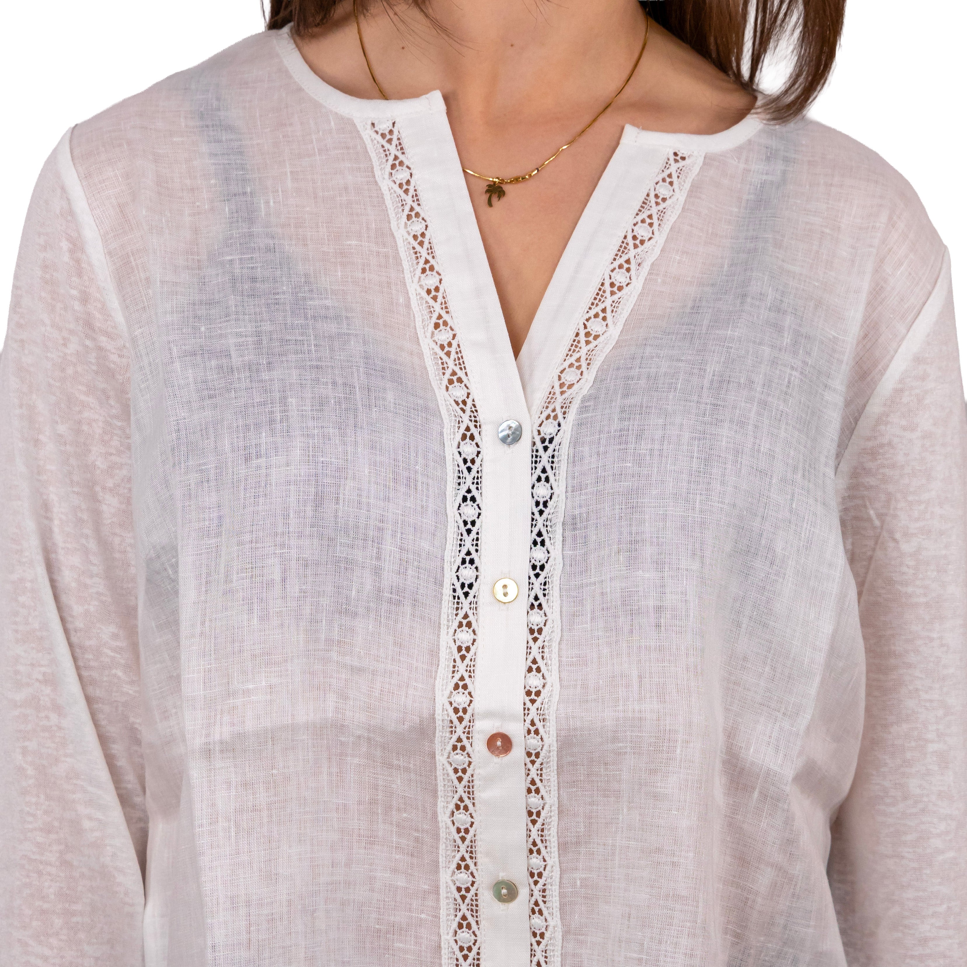 Anis Camicia M3/4 con Passamaneria Lino