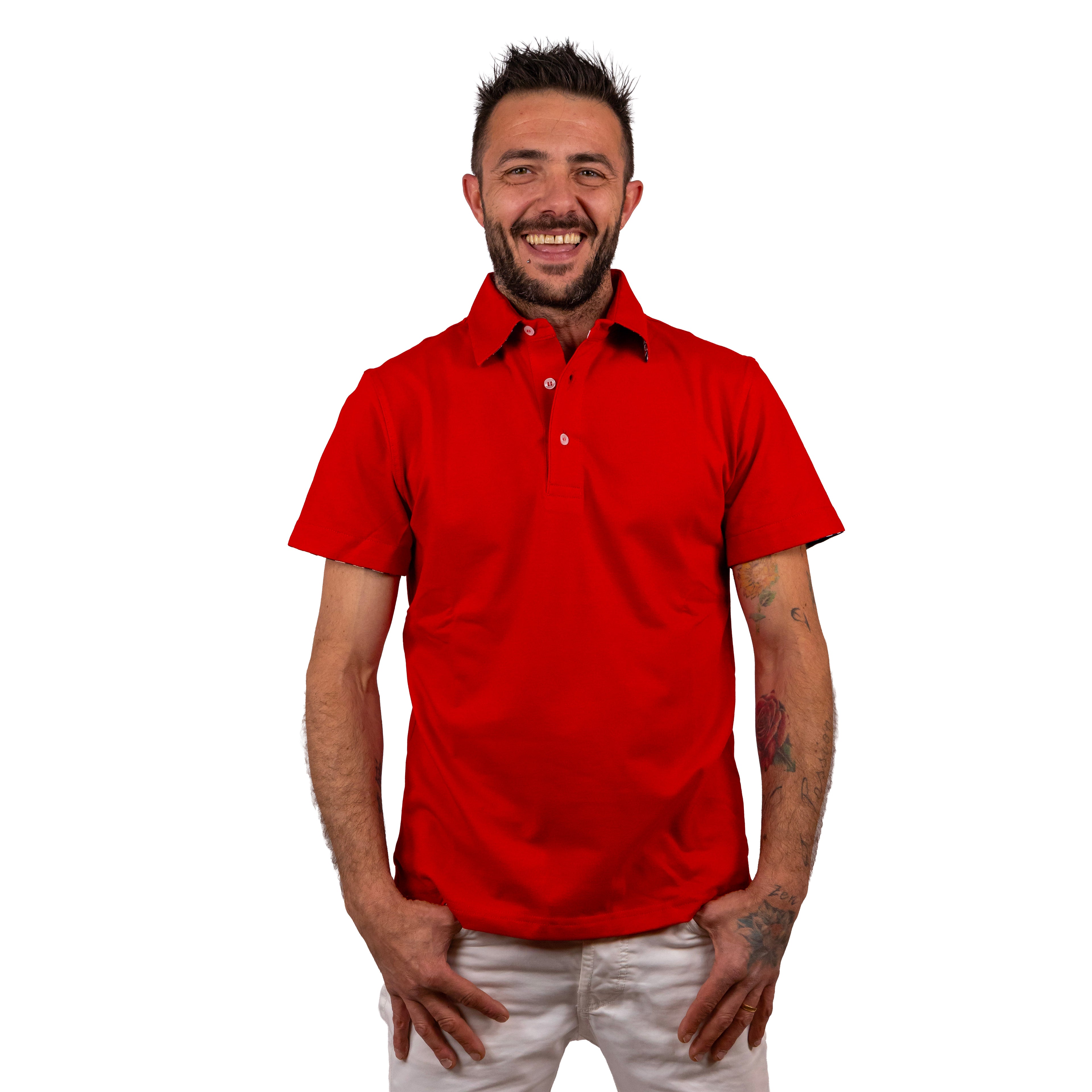 Maglia elasticizzata con collo a camicia