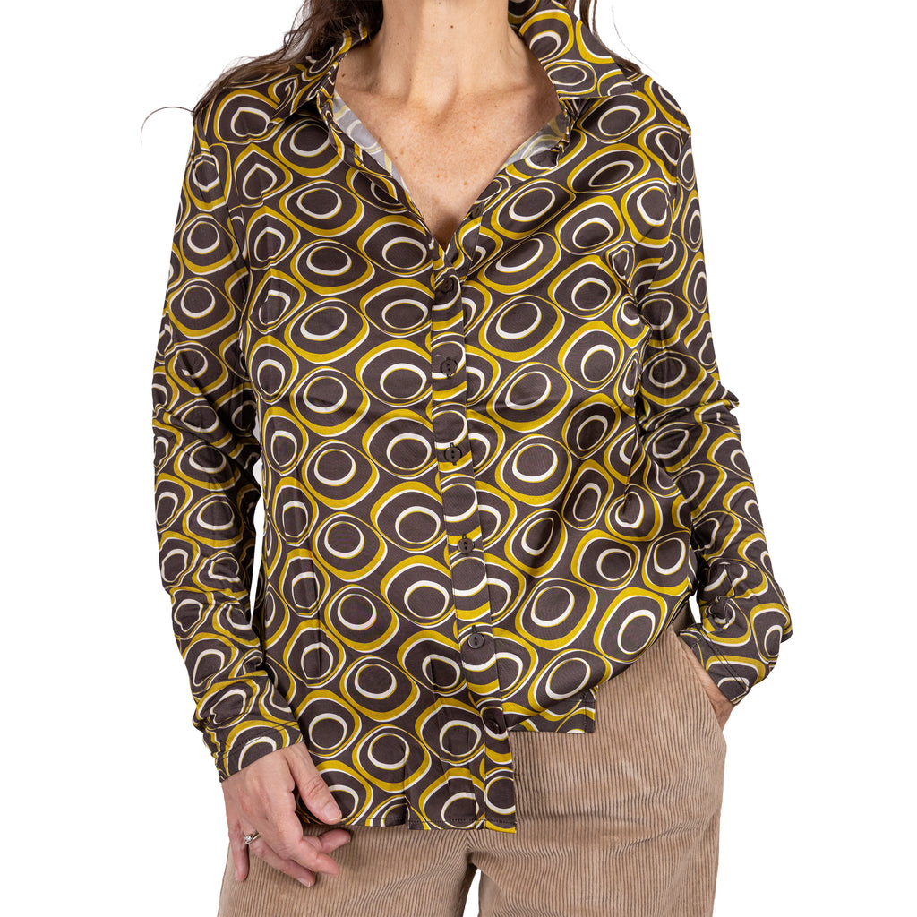 Camicia Stampata con Maniche e Retro in Maglia