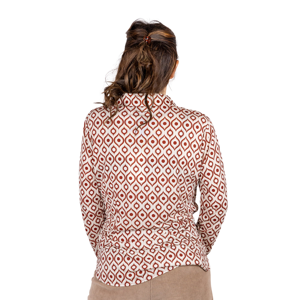 Blusa Stampata con Maniche in Retro Maglia