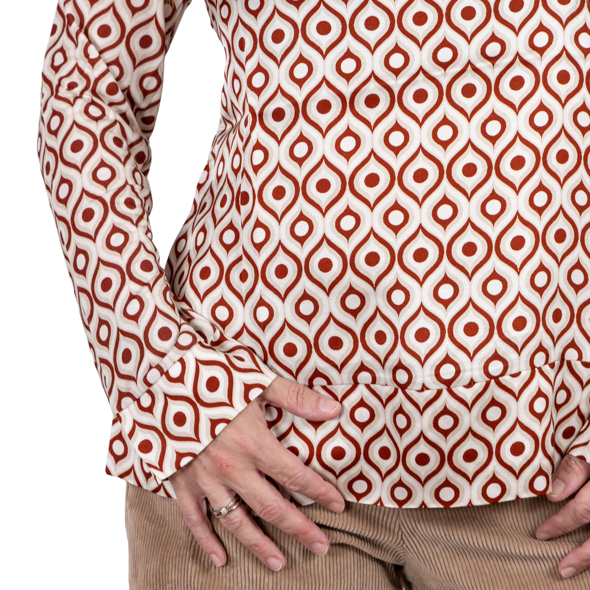 Blusa Stampata con Maniche in Retro Maglia