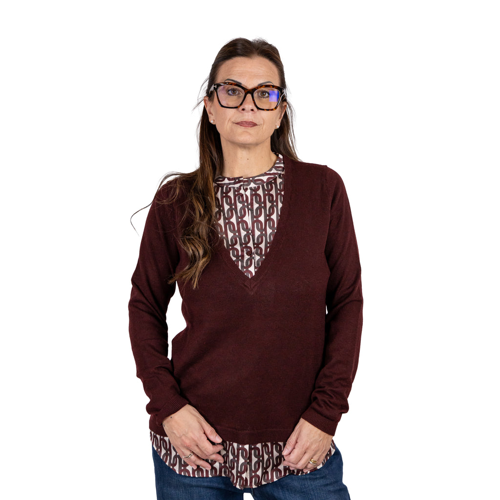 Maglia a V con Scollo Sovrapposto
