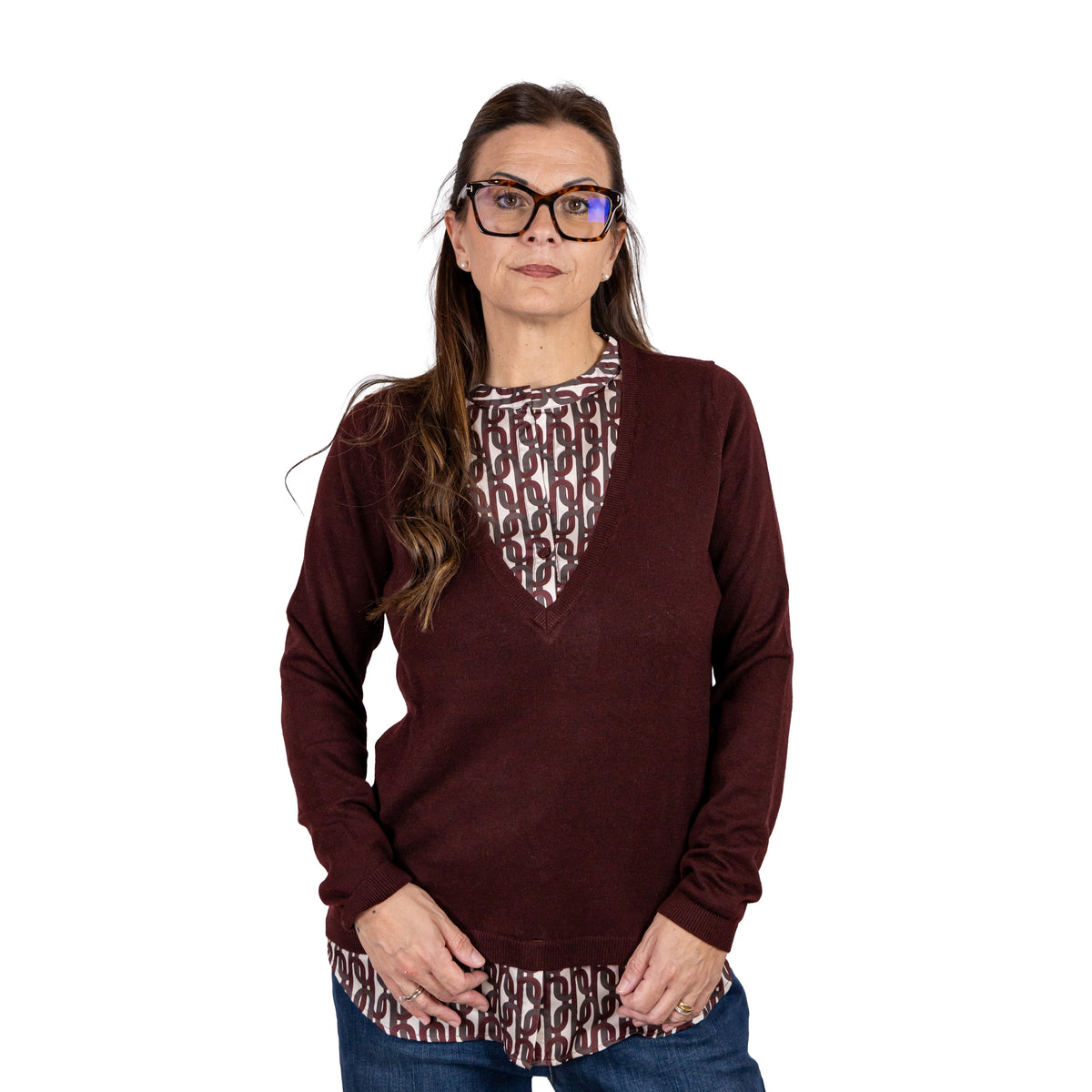 Maglia a V con Scollo Sovrapposto