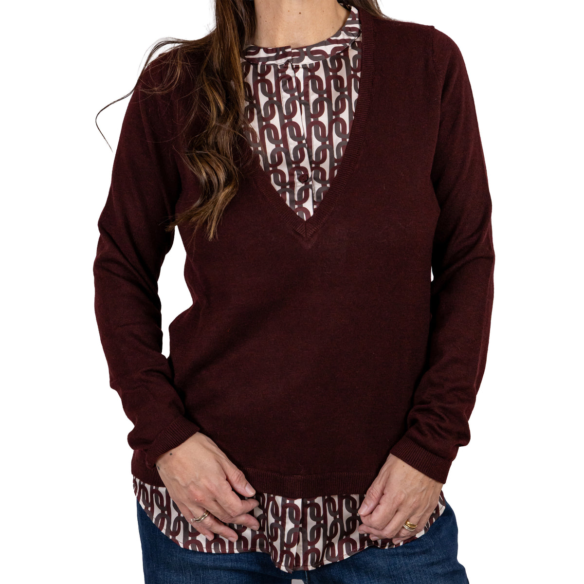 Maglia a V con Scollo Sovrapposto