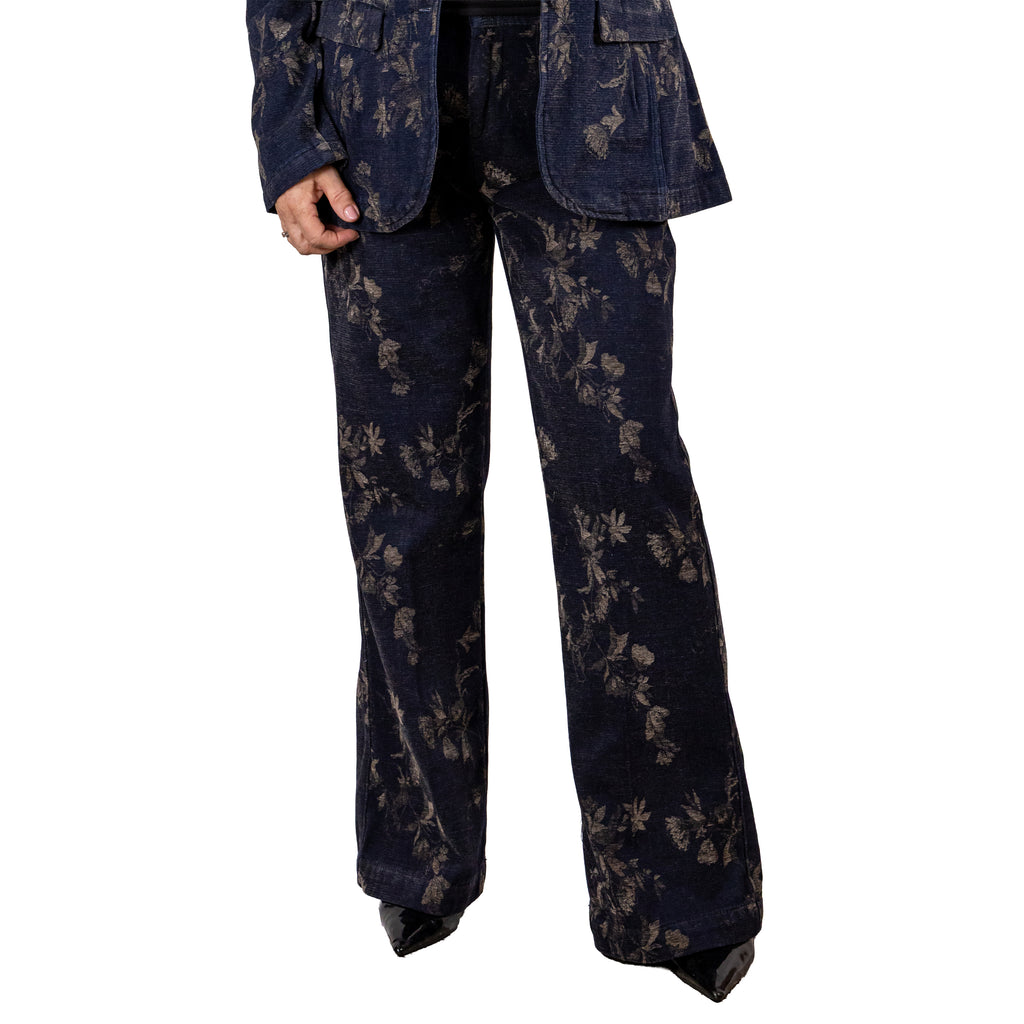 Pantalone Palazzo in Jeans Damascato