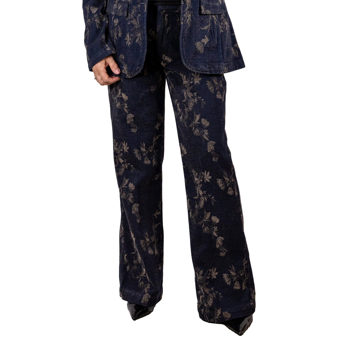 Pantalone Palazzo in Jeans Damascato