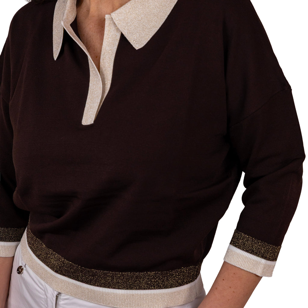Anis Polo M3/4 Motivo Righe Lurex